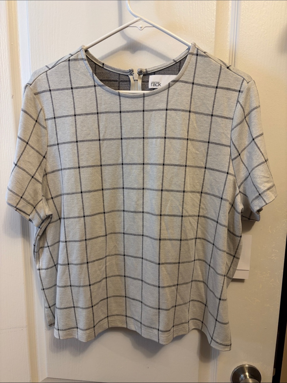 Casual Windowpane Short Sleeve Tee - Gray by The Rack